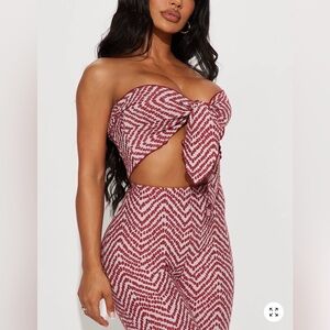 Fashion Nova Pant Set Wine/combo